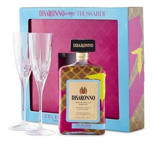 Licor De Amêndoas Amaretto Disaronno Trussardi c/ 2 Taças